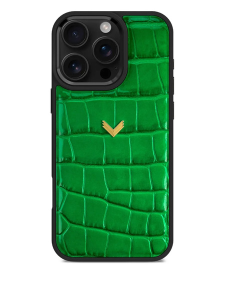 Velante Crocodile-embossed Iphone 16 Pro Phone Case - Green 
