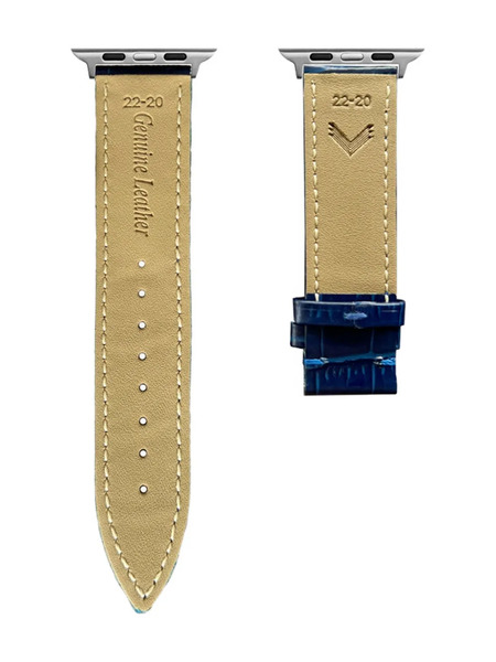  Velante Leather Apple Watch Strap - Blue 