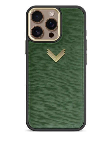  Velante Leather Logo-detal Iphone 16 Pro Max Phone Case - Green 