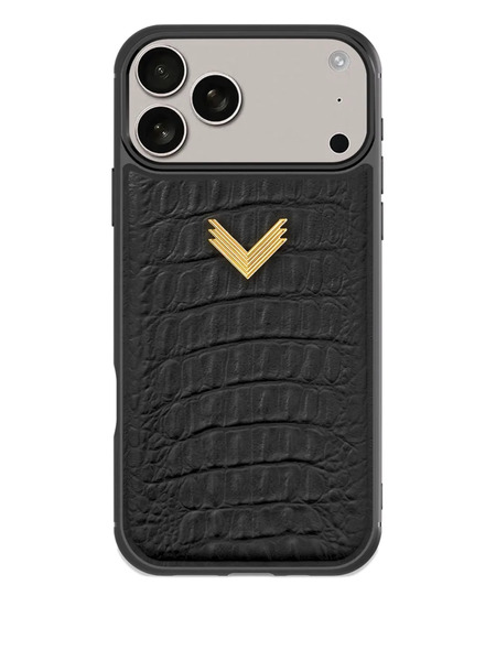  Velante Logo-plaque Iphone 17 Pro Max Leather Phone Case - Black 