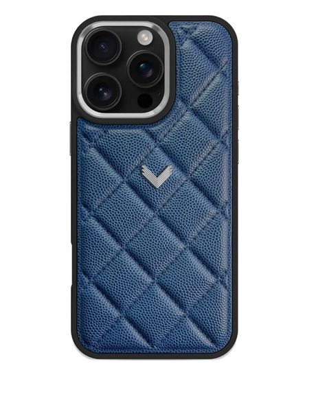  Velante Quilted-leather Iphone 16 Pro Phone Case - Night Blue - Blue 