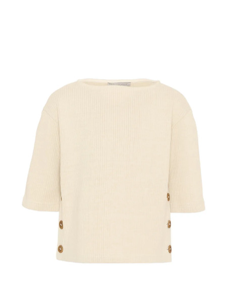  Vélocipède Button-detail Fine-ribbed T-shirt - Neutrals 