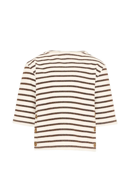  Vélocipède Button-detail Striped T-shirt - Neutrals 