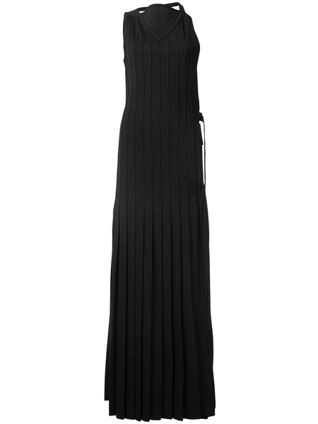  Vera Wang Pleated Plastron Gown - Black 