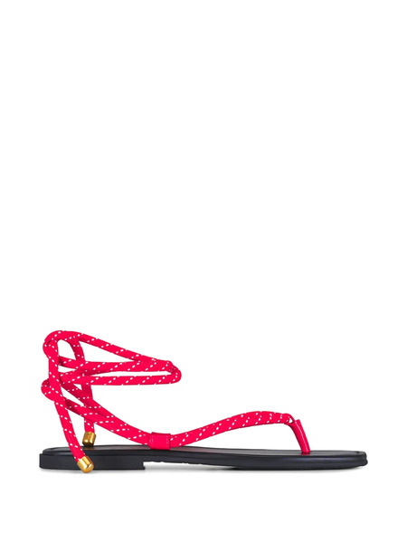  Veronica Beard Carmina Cord Rope Tie Sandals - Red 