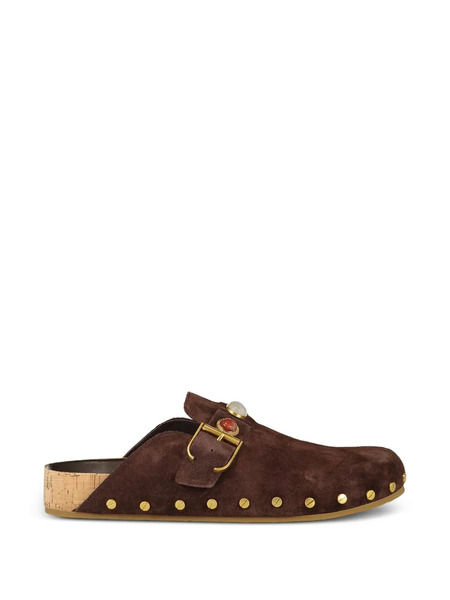  Veronica Beard Fern Embellished Flat Mules - Brown 