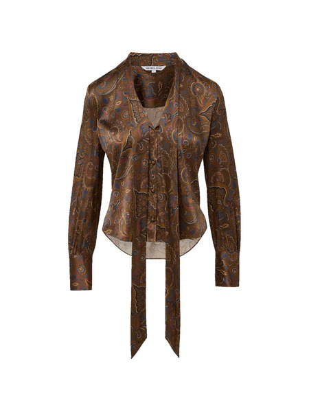  Veronica Beard Francine Paisley Tie-neck Blouse - Brown 