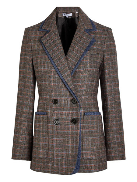  Veronica Beard Hedi Plaid Double-breasted Blazer - Brown 