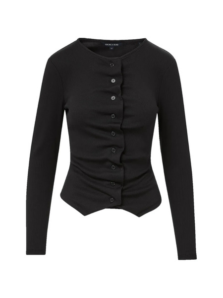  Veronica Beard Jasminah Button Ribbed Cardigan - Black 
