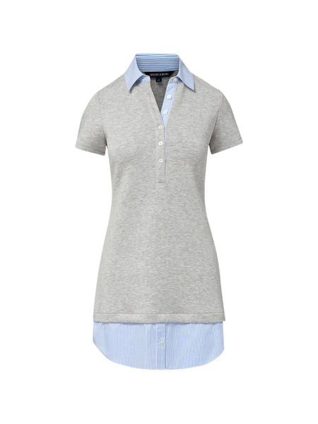  Veronica Beard Kenwood Striped-pattern Polo-collar Mini Dress - Grey 