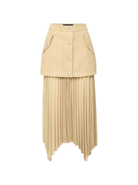  Veronica Beard Patricka Pleated Midi Skirt - Neutrals 