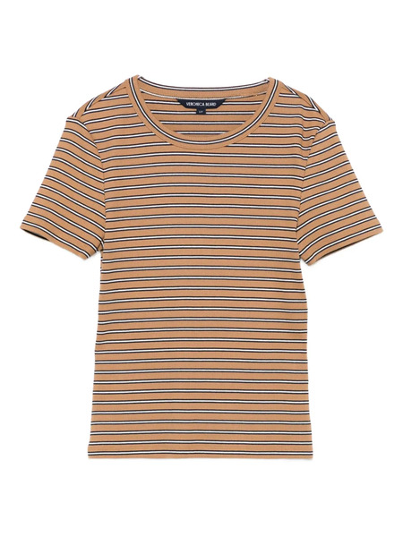  Veronica Beard Pruitt Striped Ribbed T-shirt - Brown 