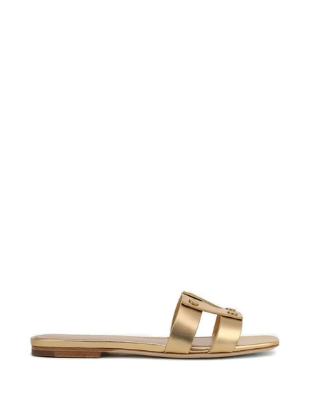  Veronica Beard Strap Logo Sandals - Gold 