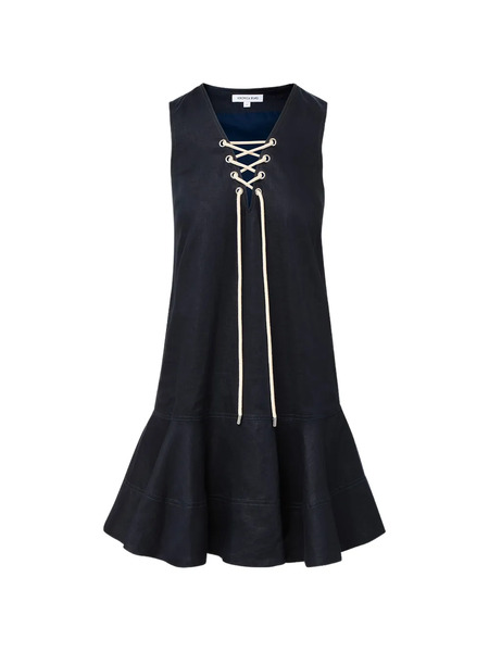  Veronica Beard Treena Lace-up Ruffled Mini Dress - Blue 
