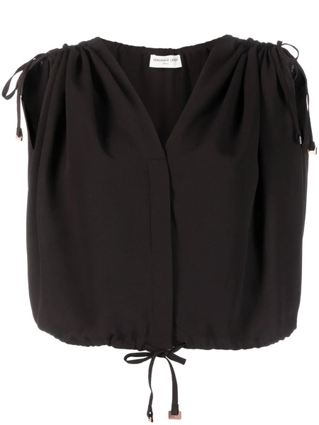  Veronique Leroy Draped-shoulder Cropped Top - Brown 