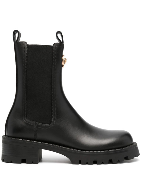  Versace Alia Leather Chelsea Boots - Black 