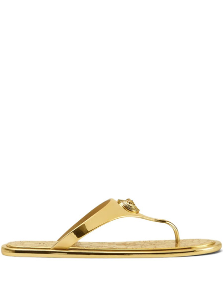  Versace Alia Metallic Flat Sandals - Gold 
