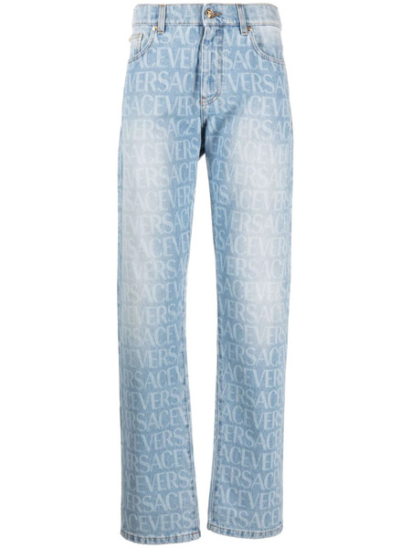 Versace Versace Allover Straight-leg Jeans - Blue 
