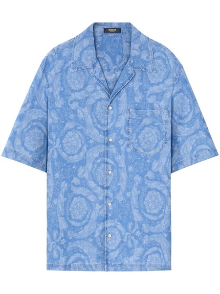  Versace Barocco Chambray Denim Shirt - Blue 