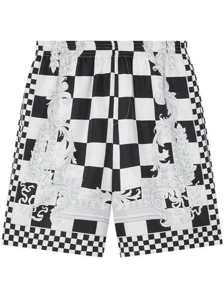  Versace Barocco Check-print Shorts - Black 