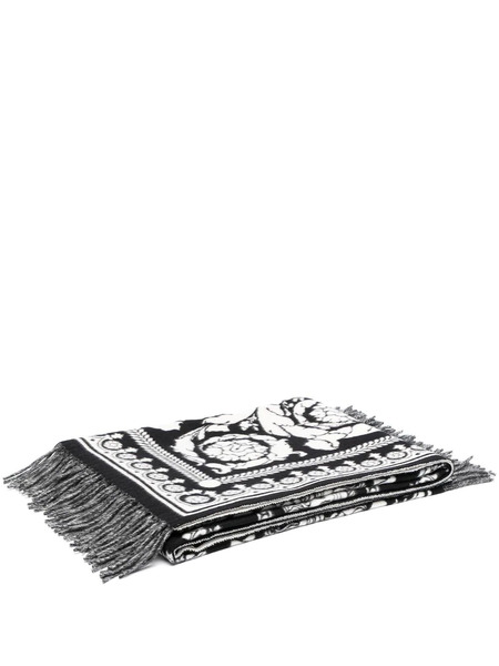  Versace Barocco-print Knitted Blanket - Black 