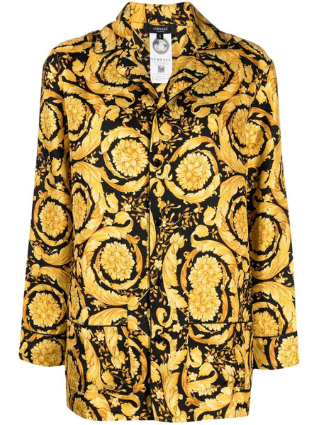  Versace Barocco-print Pajama Top - Yellow 