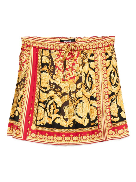  Versace Barocco-print Pleated Mini Skirt - Black 