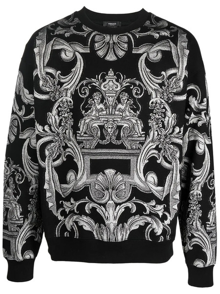  Versace Barocco-print Sweatshirt - Black 