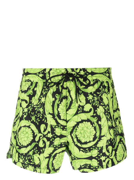  Versace Barocco-print Swim Shorts - Green 