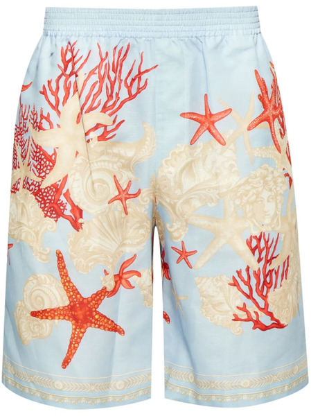  Versace Barocco-sea Cotton Shorts - Blue 