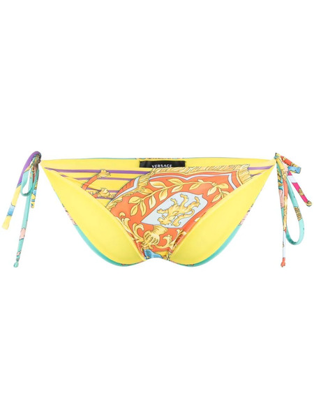  Versace Baroque Pattern-print Bikini Bottoms - Yellow 