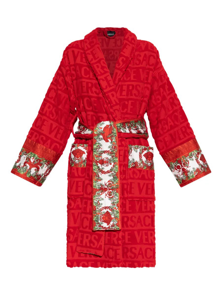  Versace Baroque-print Belted Robe - Red 