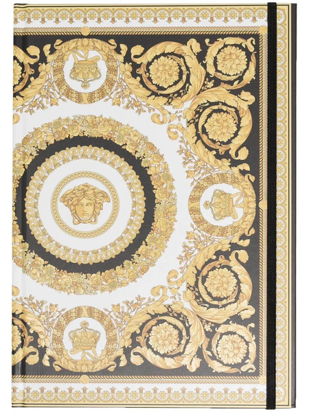  Versace Baroque-print Notebook - Gold 