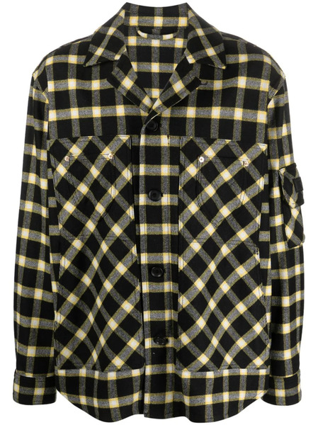  Versace Button-down Checked Shirt Jacket - Black 