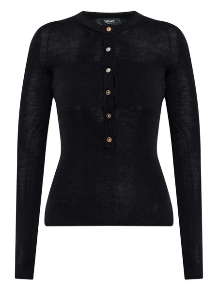  Versace Button-embellished Wool Sweater - Black 