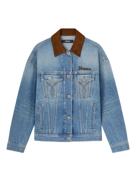  Versace Buttoned Collar Denim Jacket - Blue 