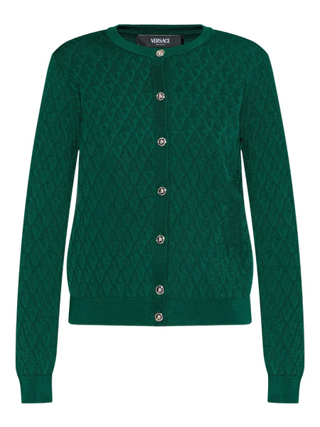  Versace Buttoned Crew-neck Cardigan - Green 