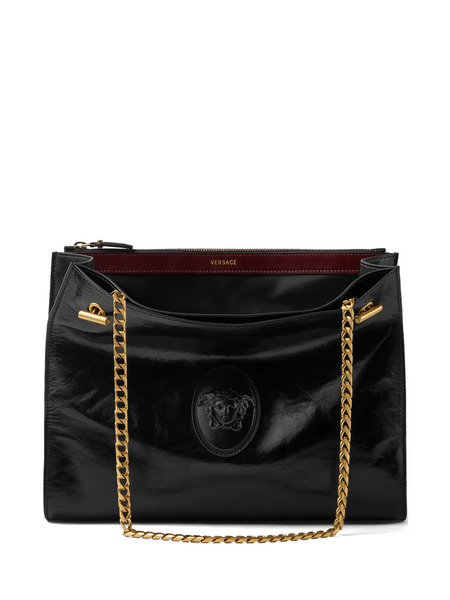  Versace Cabine Leather Shoulder Bag - Black 