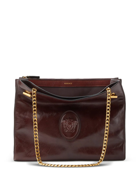  Versace Cabine Leather Shoulder Bag - Brown 