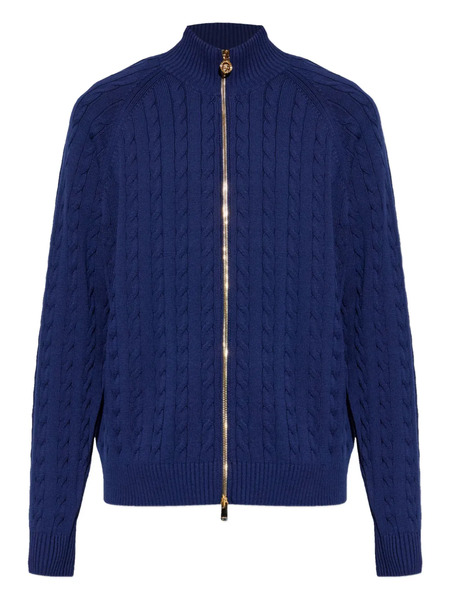  Versace Cable-knit Zip-up Sweater - Blue 
