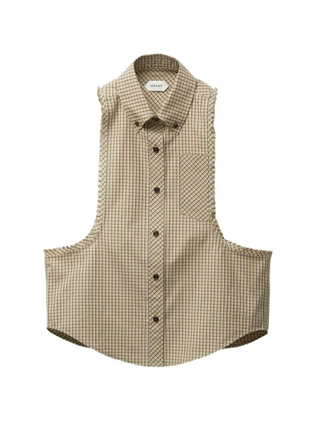  Versace Check Frayed Shirt - Neutrals 