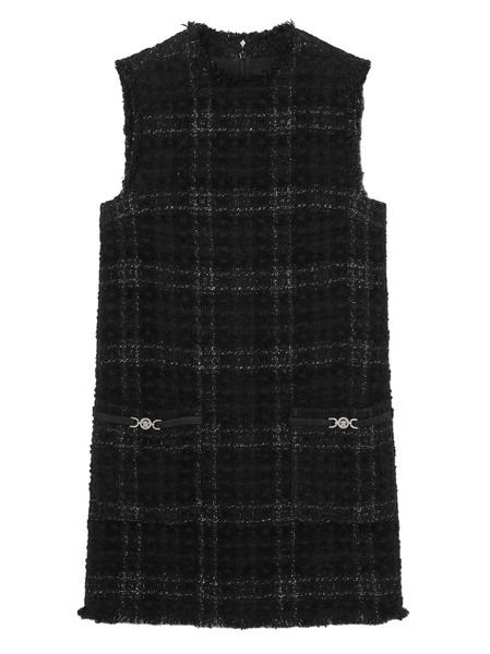  Versace Check-pattern Cotton Mini Dress - Black 