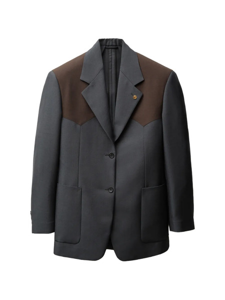  Versace Colour Block Wool Blazer - Grey 