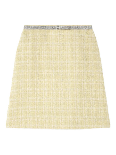  Versace Crystal-embellished Tweed Mini Skirt - Neutrals 