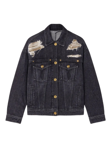  Versace Distressed Denim Jacket - Blue 