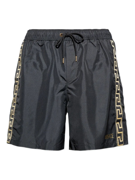  Versace Drawstring Logo-print Swim Shorts - Black 