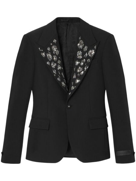  Versace Embellished Grain-de-poudre Blazer - Black 