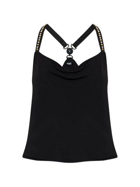  Versace Embellished-strap Top - Black 