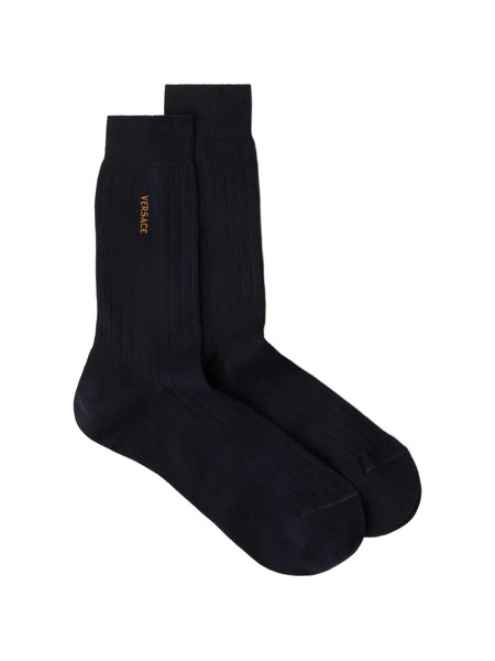  Versace Embroidered Cotton Ribbed Socks - Blue 