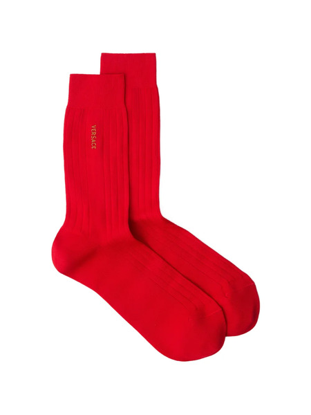  Versace Embroidered Cotton Ribbed Socks 